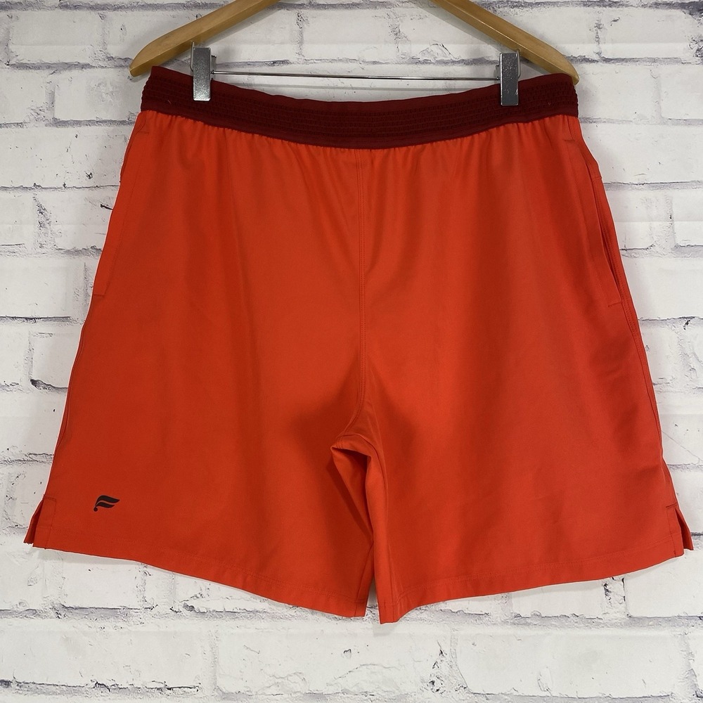 Fabletics Shorts Men's Large Elastic Waist 7" Inseam‎ Athletic Orange Unlined